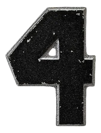 Vintage Drive-In Number 4: Circa 1950 drive-in sign, aluminum number 4, stamped "Wagner Sign Service Inc." on back. Number has slots on back for hanging on outdoor marquee. Wear from use, scratches, paint loss. Condition: Alter