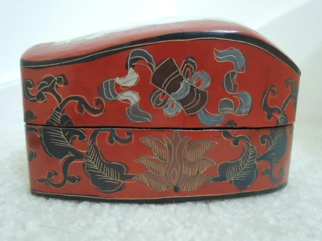 1950s Japanese Lacquer Box Red Jewelry Box - 11