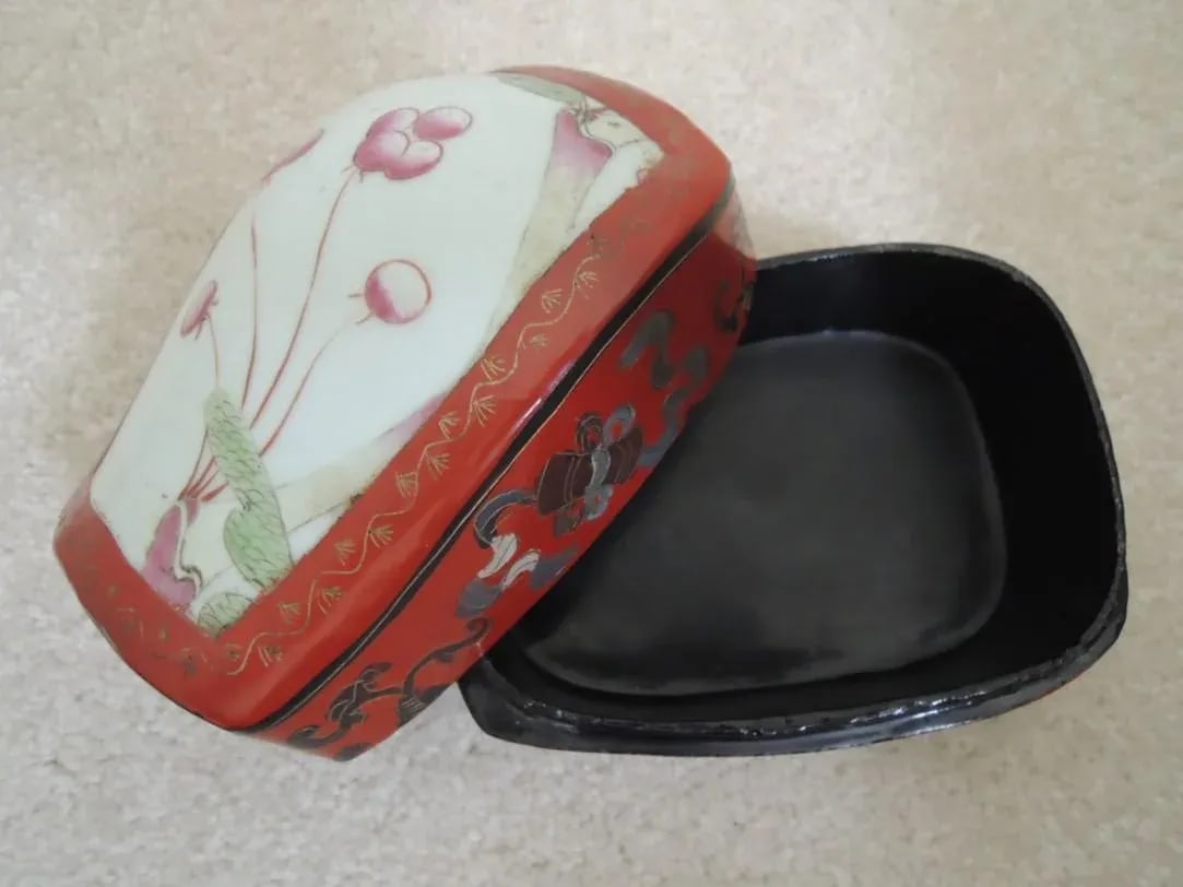 1950s Japanese Lacquer Box Red Jewelry Box - 13