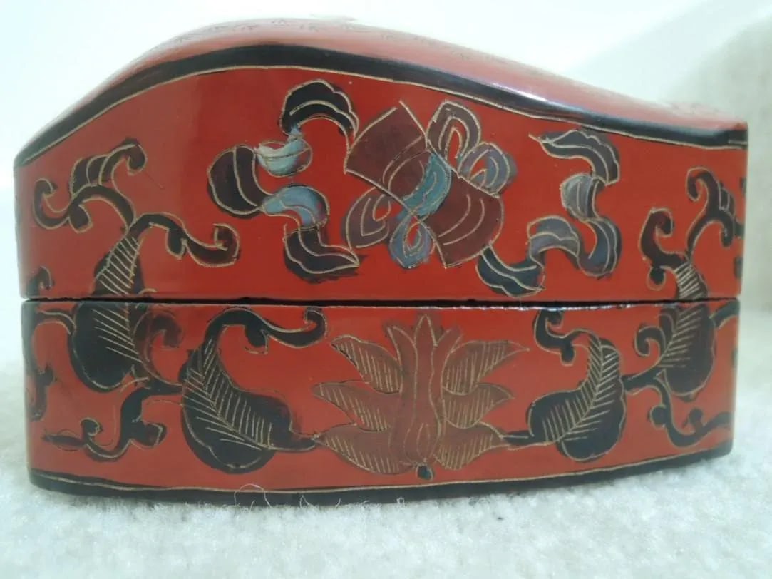 1950s Japanese Lacquer Box Red Jewelry Box - 3