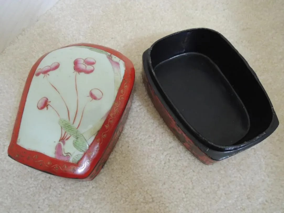 1950s Japanese Lacquer Box Red Jewelry Box - 5