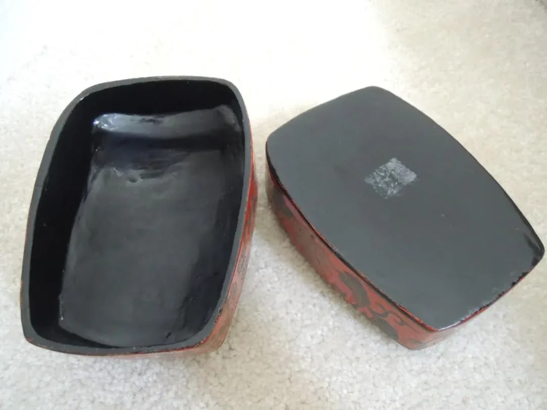 1950s Japanese Lacquer Box Red Jewelry Box - 8