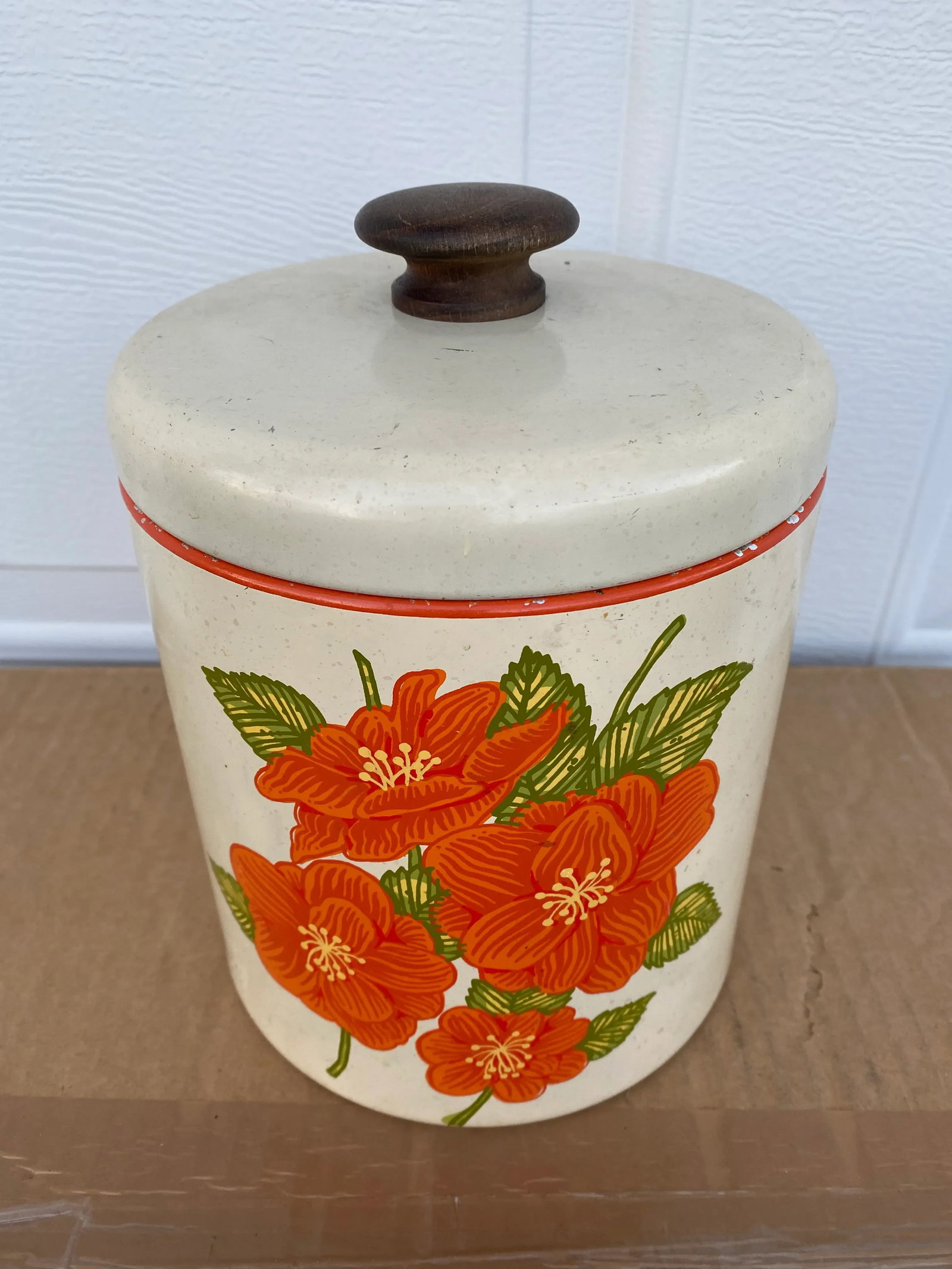 Mid 20th Century Ransburg Floral Tin Canister - 2