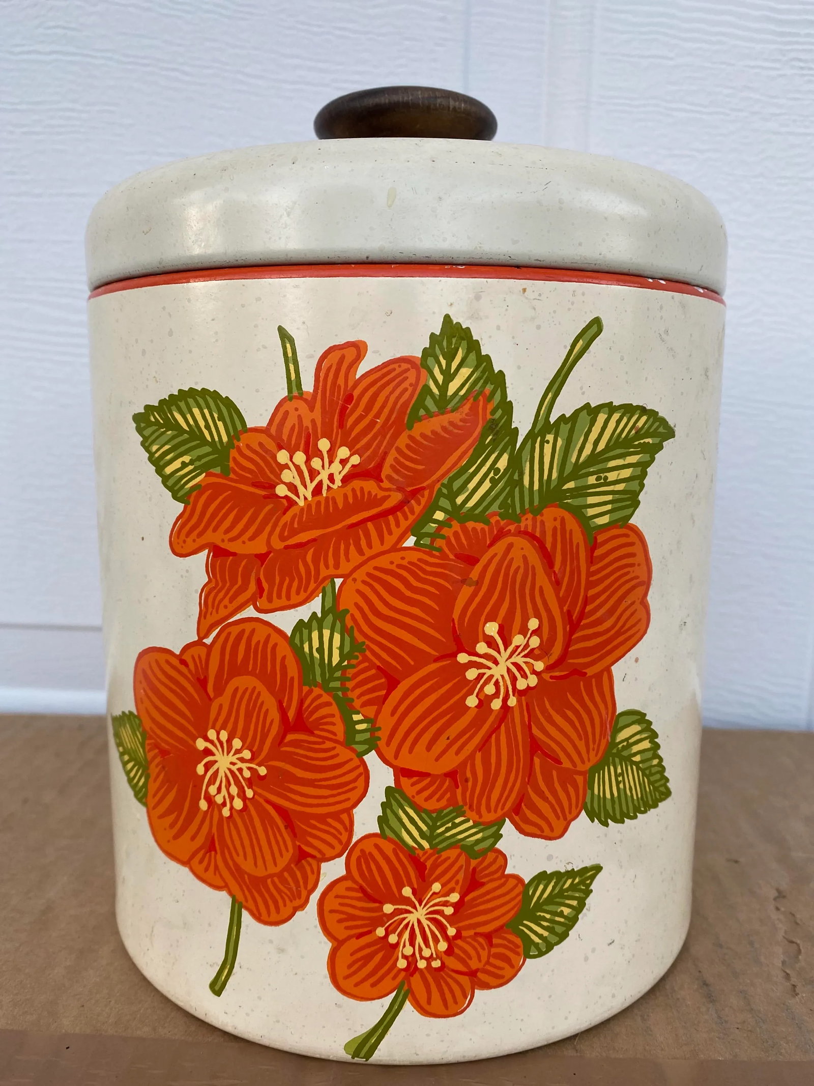 Mid 20th Century Ransburg Floral Tin Canister - 3