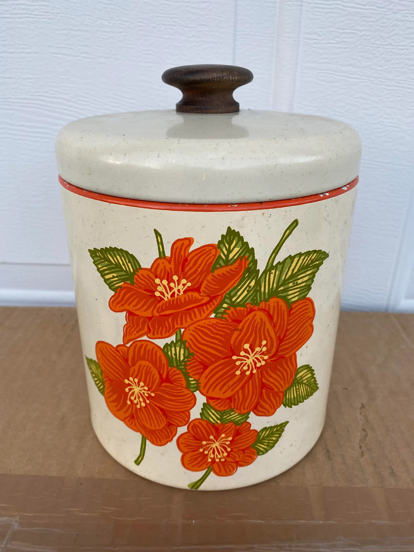 Mid 20th Century Ransburg Floral Tin Canister - 7