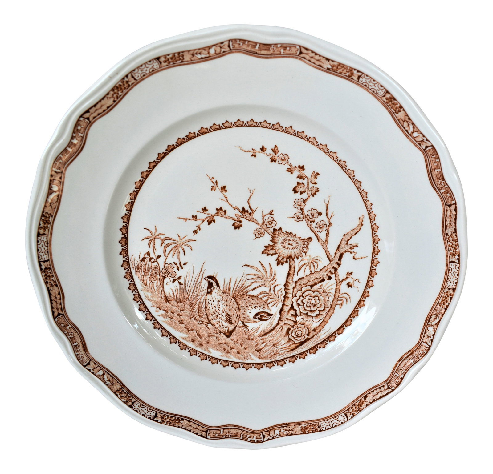 1930s Furnivals Quail Plate: Vintage Furnivals 1913 brown quail pattern plate made in England. This is a pre-owned item so please see all pictures and ask any questions. Condition: Alterations: Original Condition Unaltered