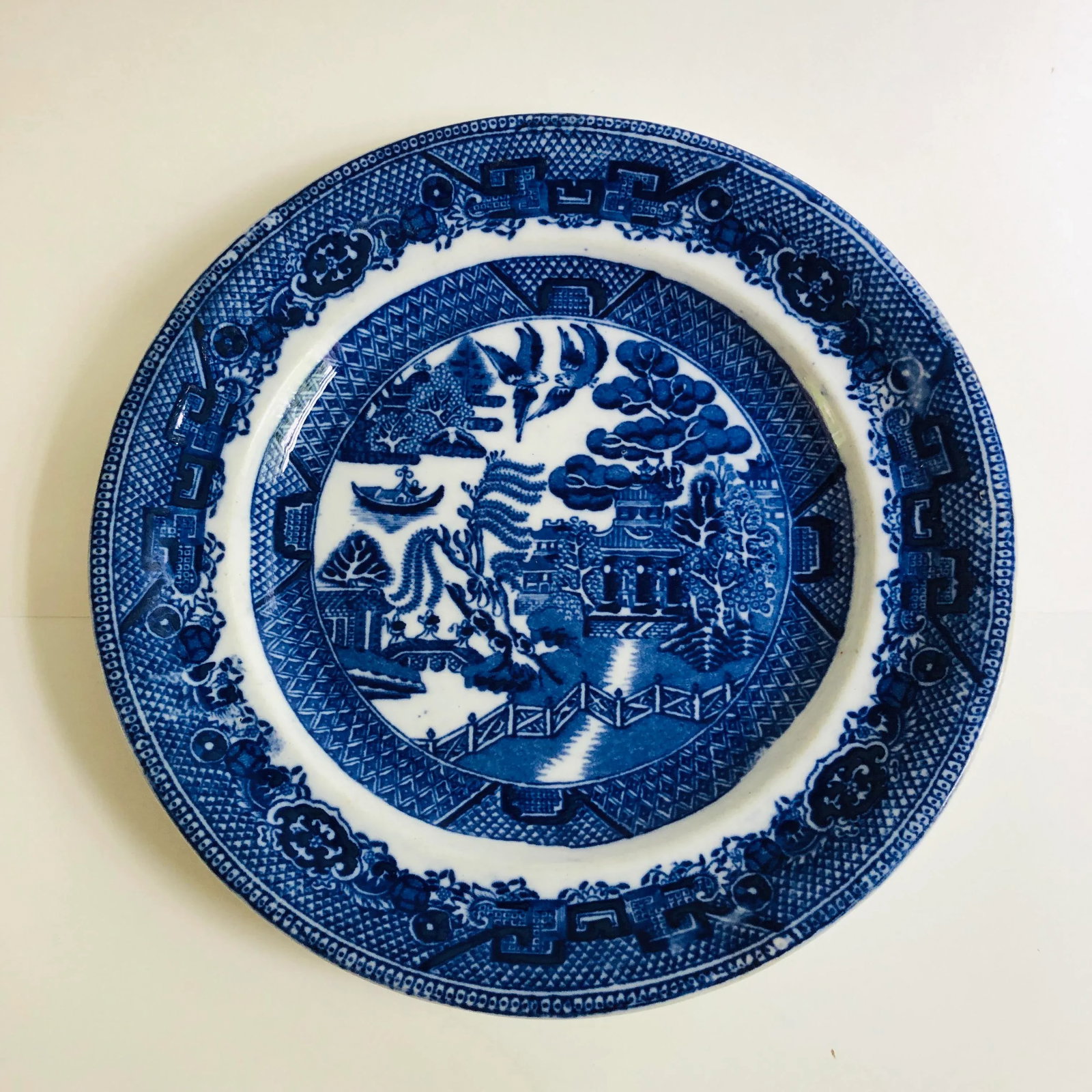 Antique Staffordshire Style Blue Willow 9" D Plate - 7