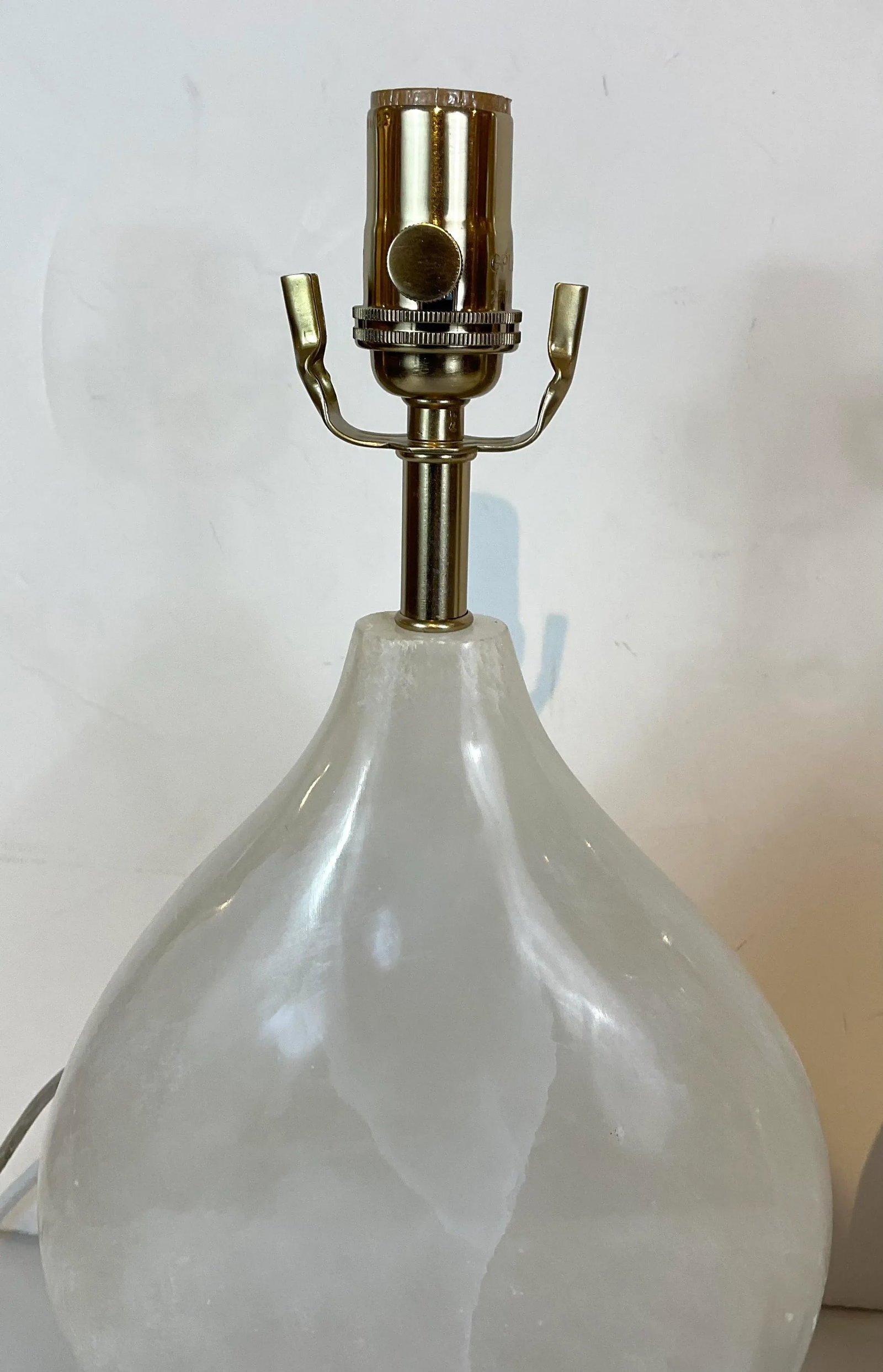 Currey & Company Modern White Alabaster Table Lamps Pair - 4