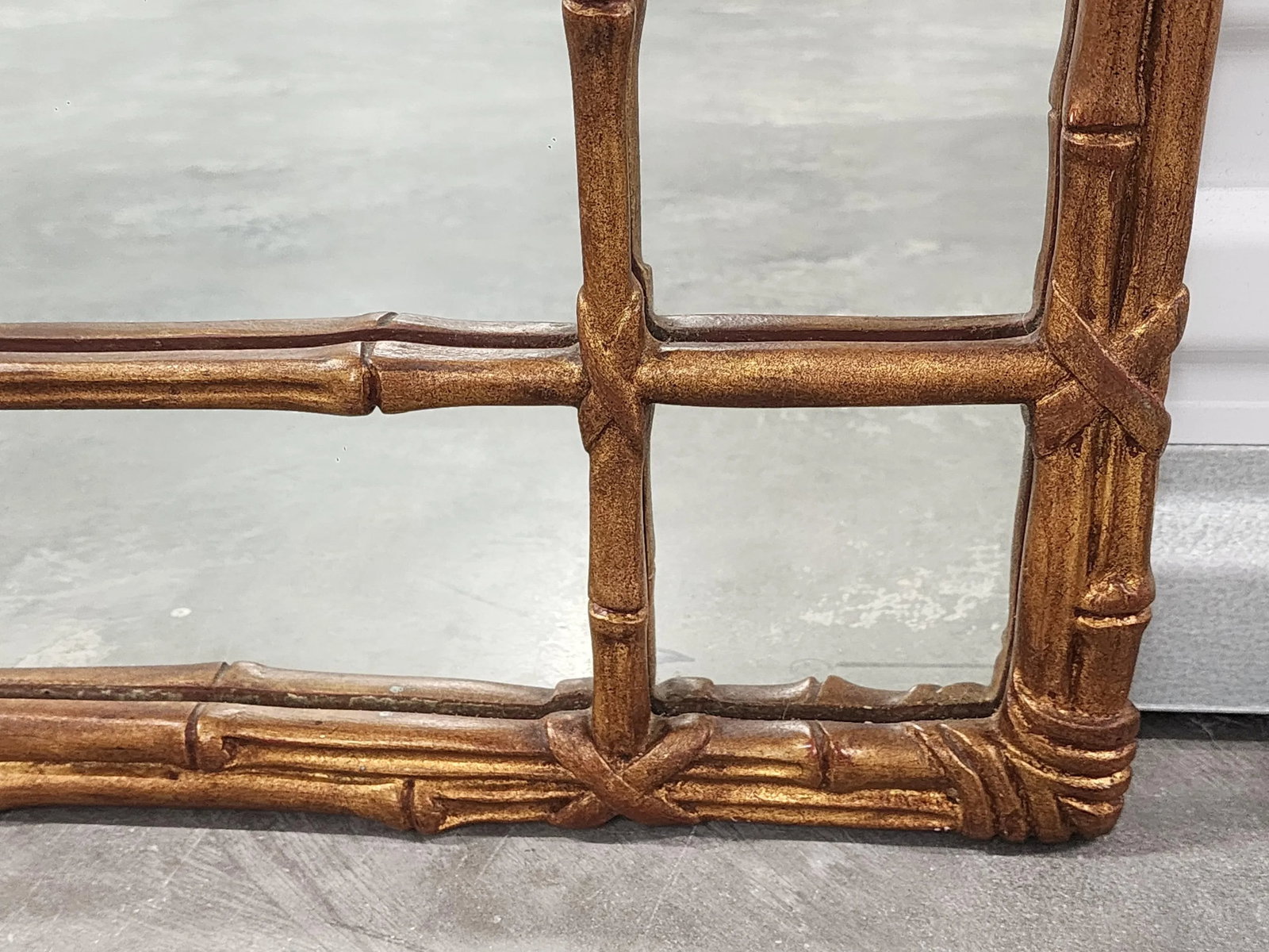 Vintage Hollywood Regency Style Gilt Faux Bamboo Mirror - 10