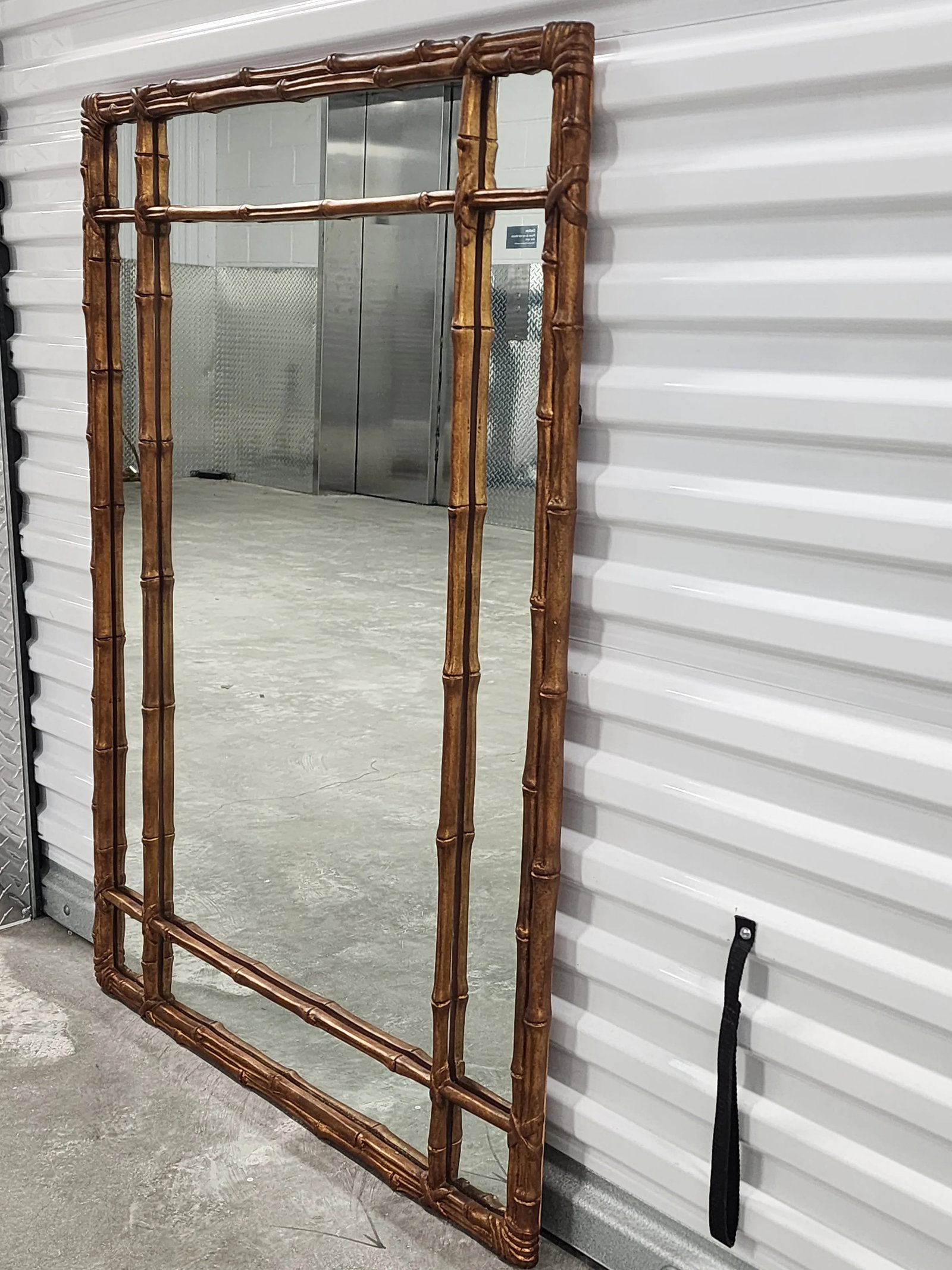 Vintage Hollywood Regency Style Gilt Faux Bamboo Mirror - 2