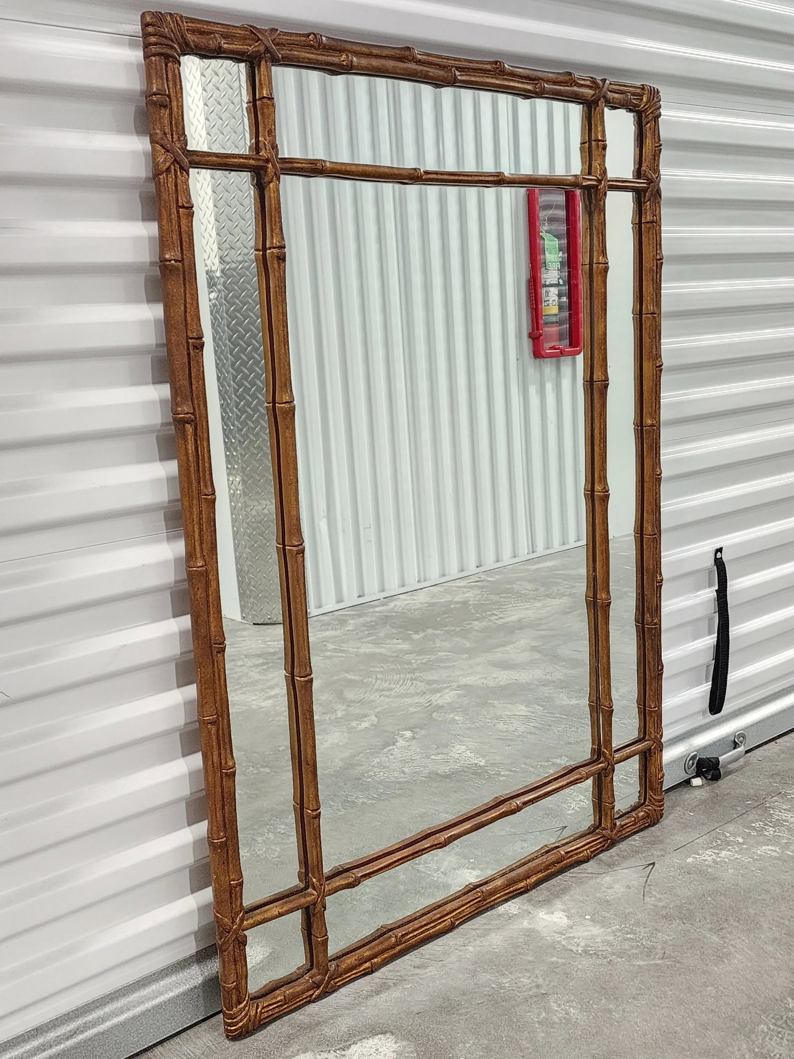 Vintage Hollywood Regency Style Gilt Faux Bamboo Mirror - 3