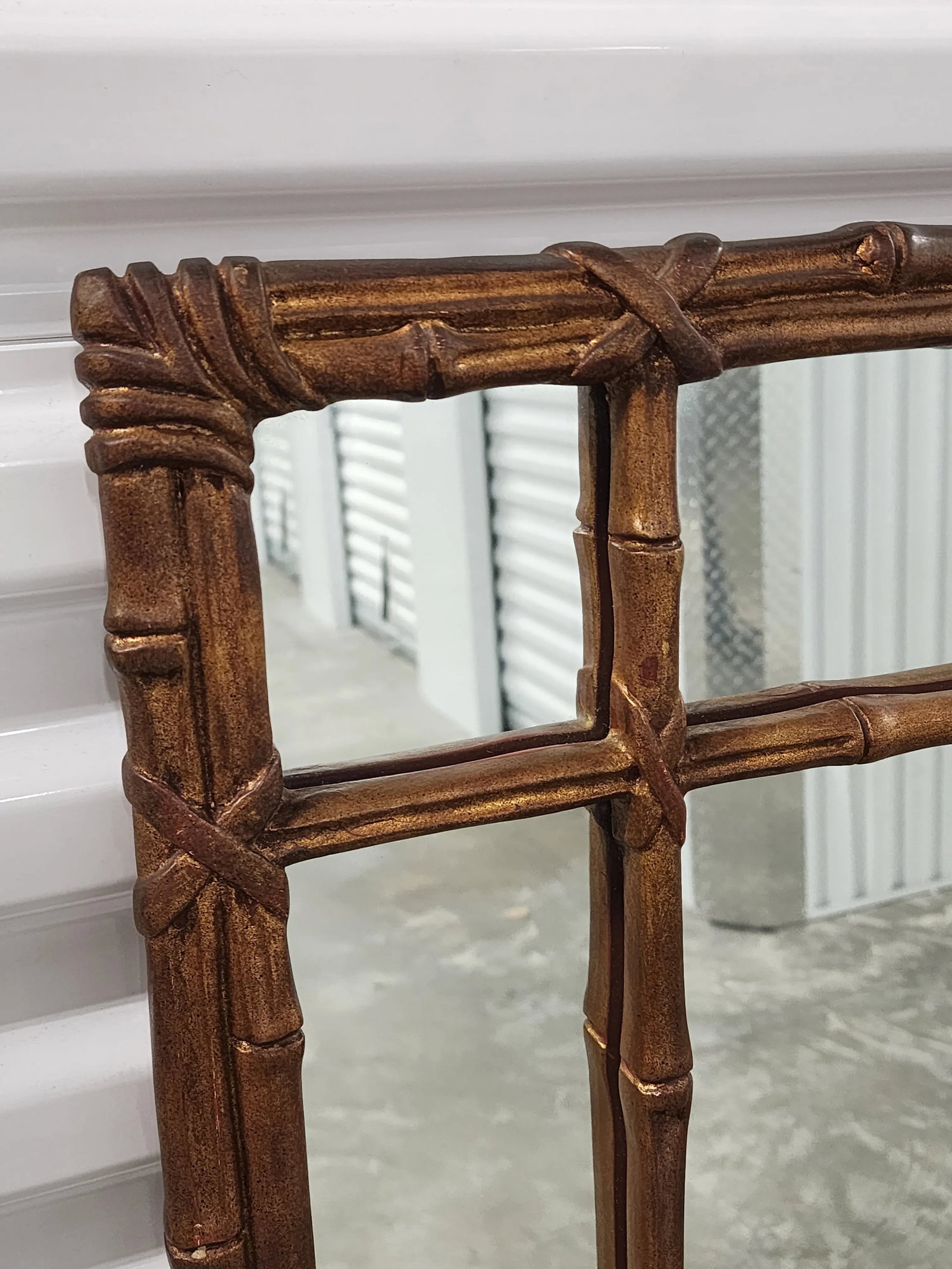 Vintage Hollywood Regency Style Gilt Faux Bamboo Mirror - 7