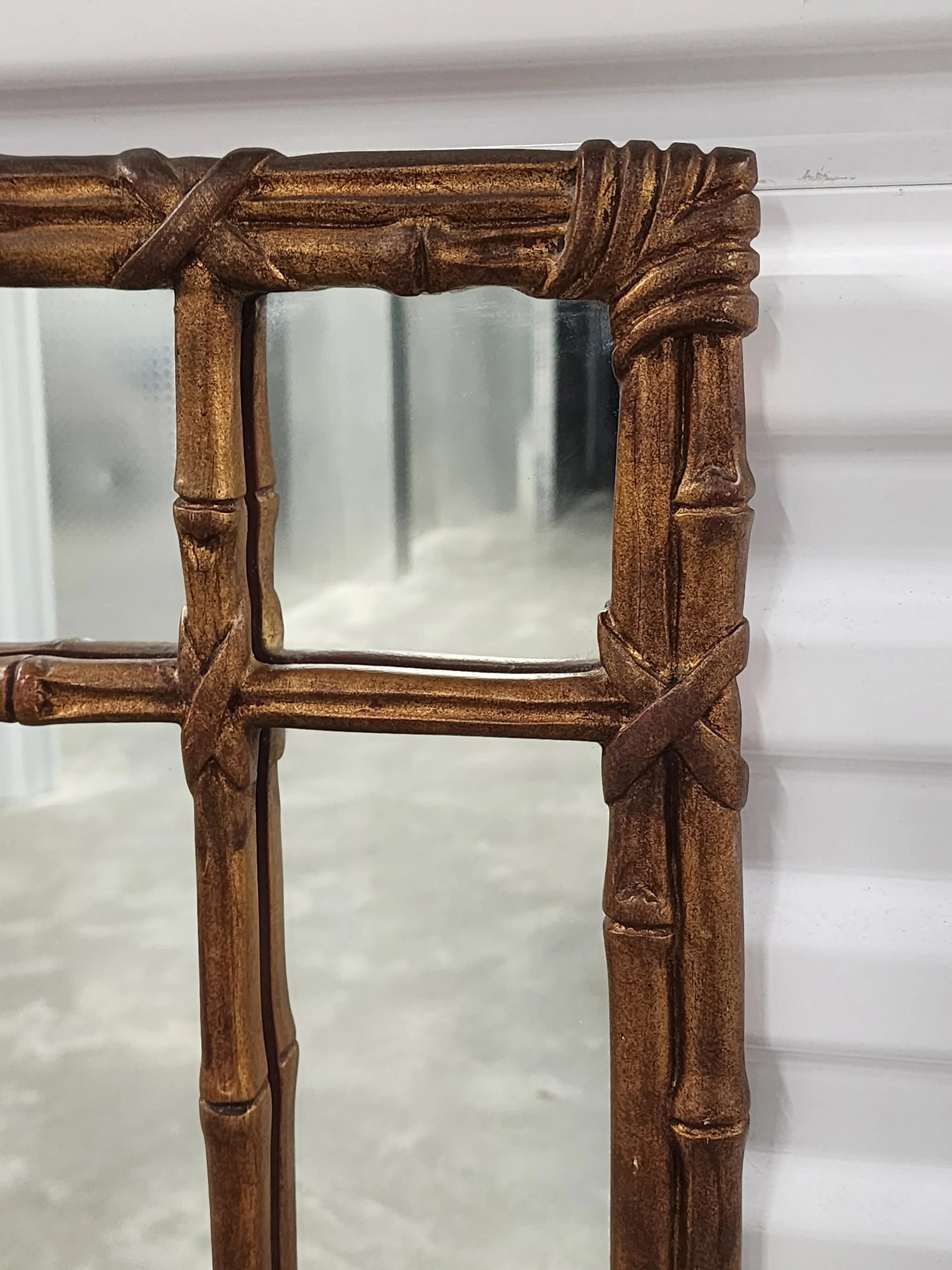 Vintage Hollywood Regency Style Gilt Faux Bamboo Mirror - 8