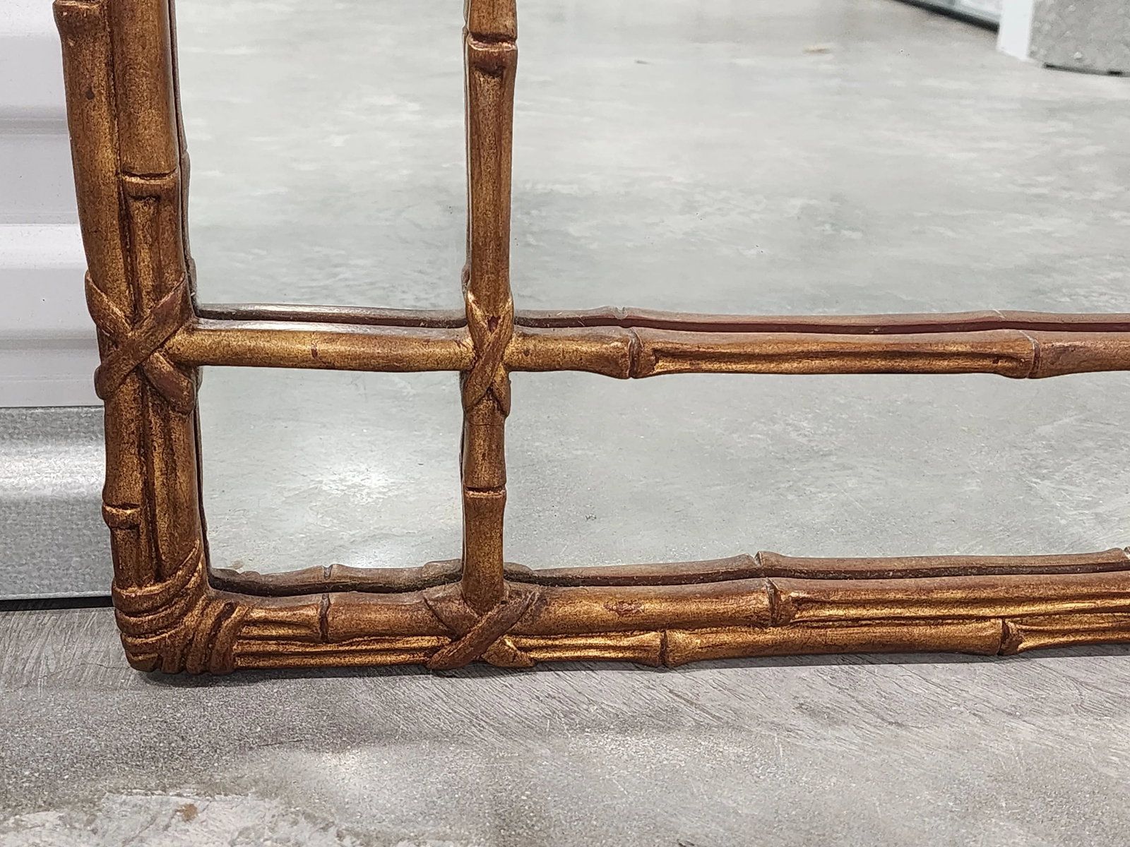 Vintage Hollywood Regency Style Gilt Faux Bamboo Mirror - 9
