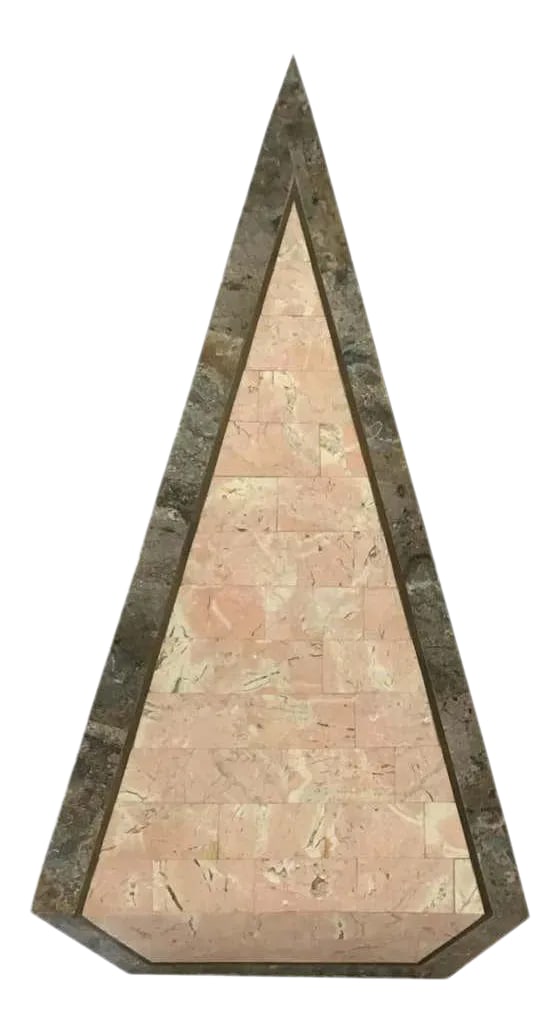 1980s Tessellated Stone Obelisk With Brass Inlay: 1980s tessellated stone obelisk with brass inlay. Condition: Alterations: Unknown Imperfections: Some Imperfections Condition Notes: Good condition. Wear consistent with age and use. Materials &