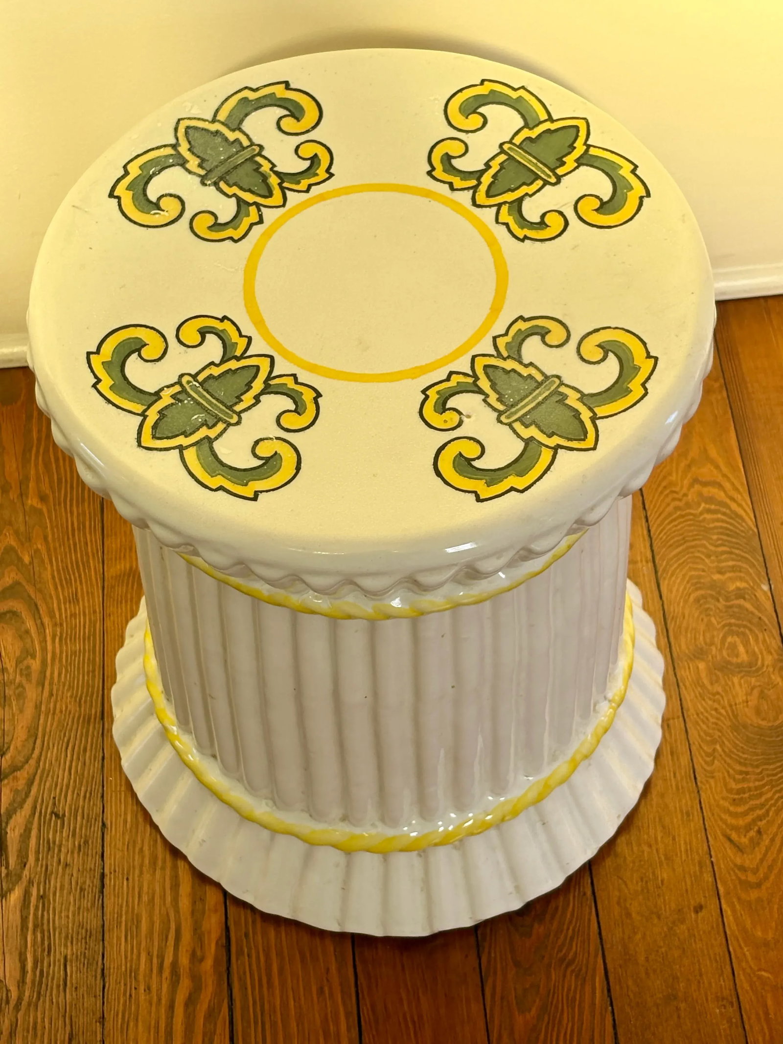Mid Century White Garden Seat - 3