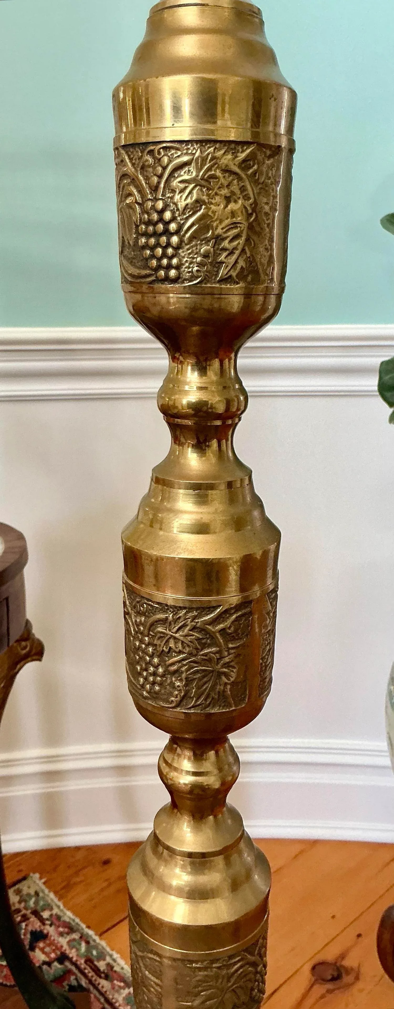 Pair of Japanese Mid-Century Brass Floor Lamps Embossed With Middle Eastern Motifs - 3
