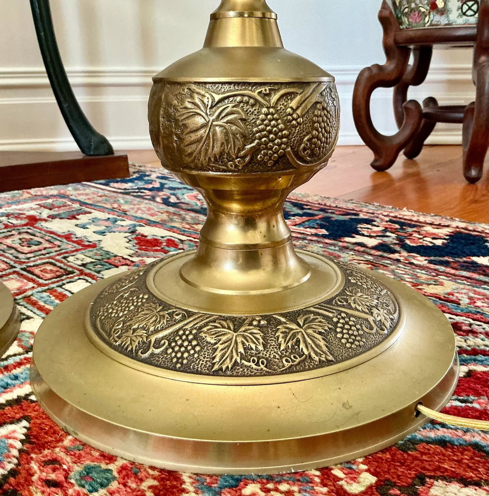 Pair of Japanese Mid-Century Brass Floor Lamps Embossed With Middle Eastern Motifs - 7