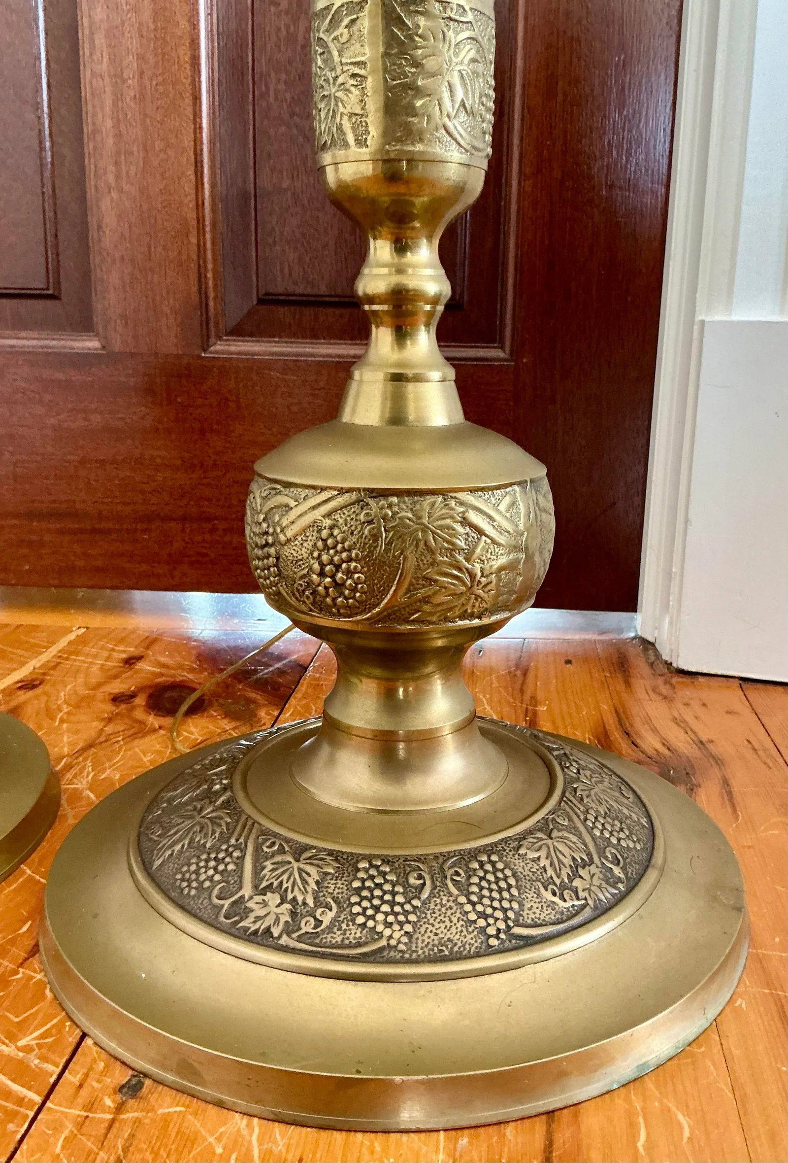 Pair of Japanese Mid-Century Brass Floor Lamps Embossed With Middle Eastern Motifs - 8