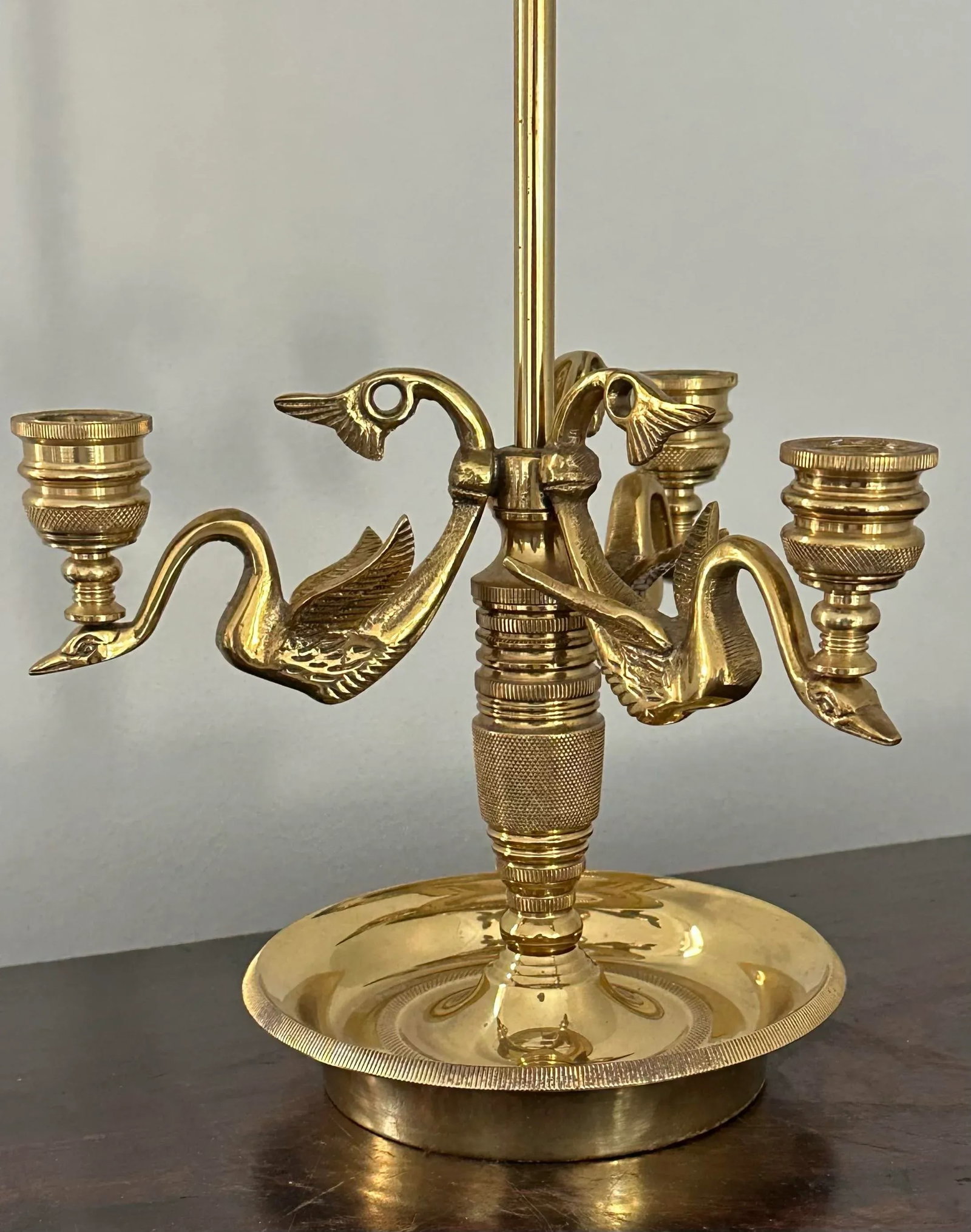 French Empire Louis XVI Style Bouillotte Lamp Brass With Black Tole Shade - 2