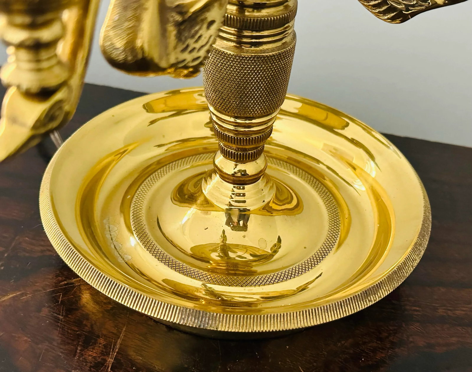 French Empire Louis XVI Style Bouillotte Lamp Brass With Black Tole Shade - 3