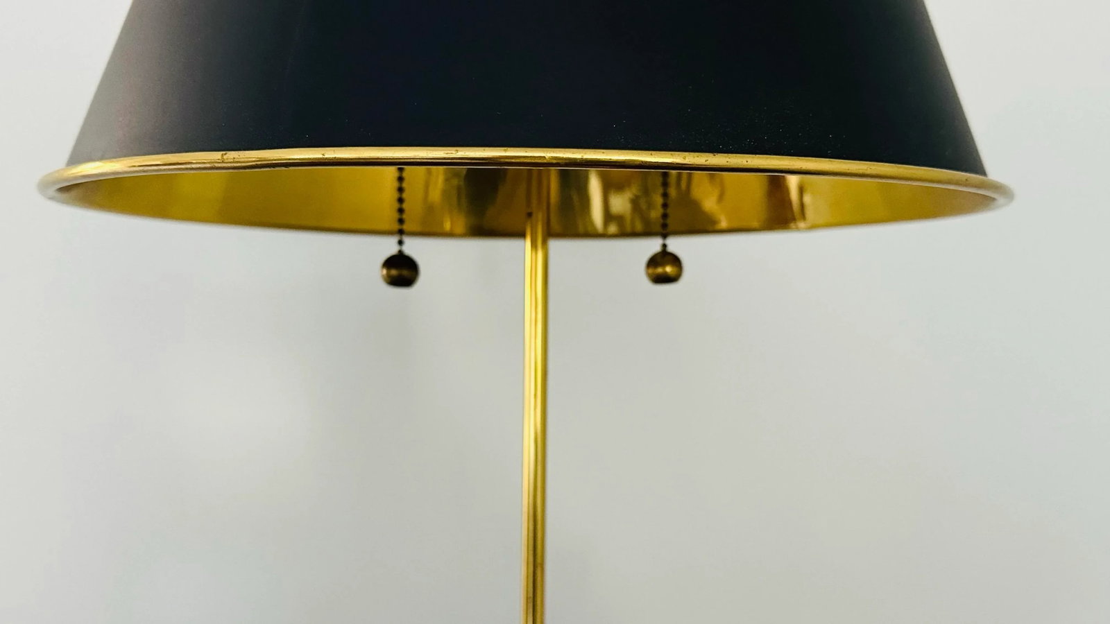 French Empire Louis XVI Style Bouillotte Lamp Brass With Black Tole Shade - 9