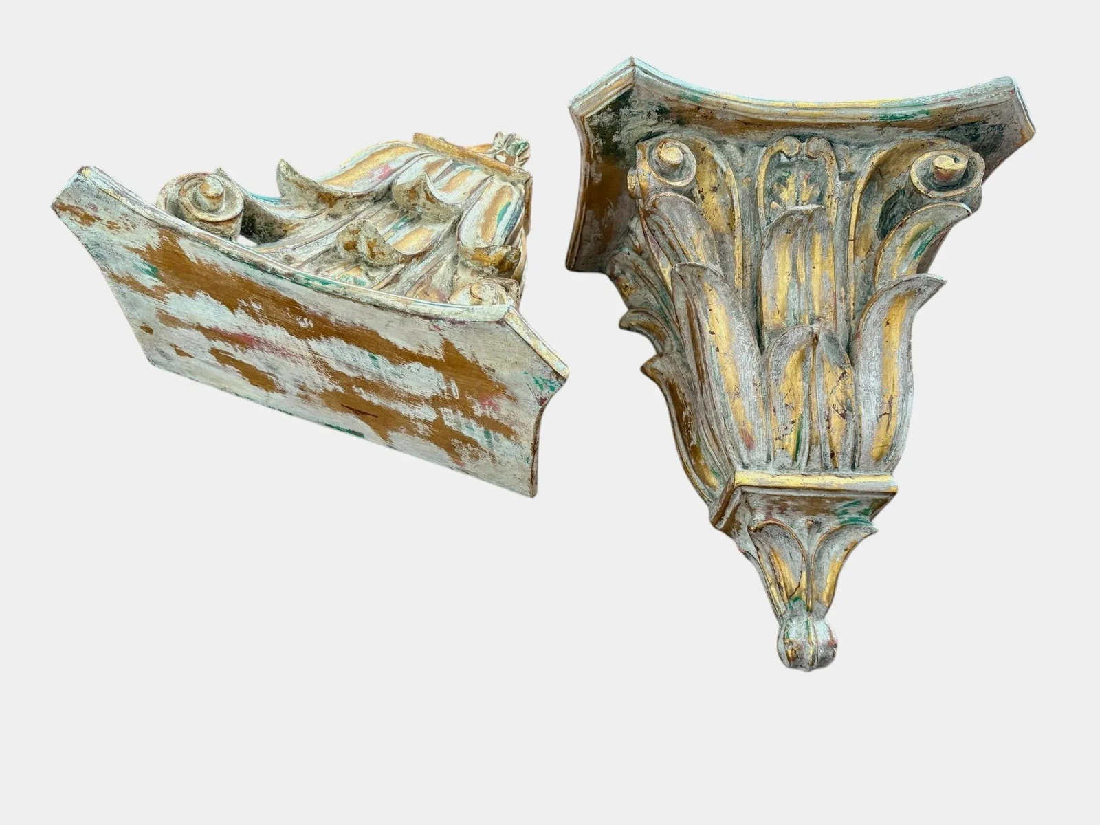 Large Regency Gilded Wall Brackets/ Shelves - a Pair - 5