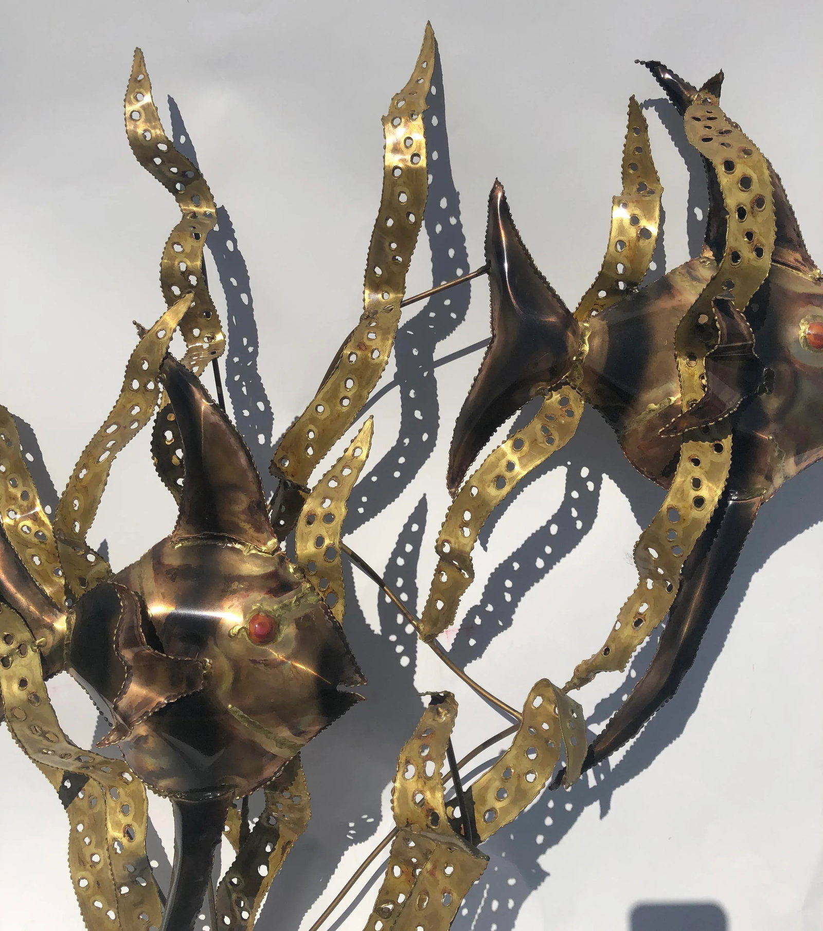 Mid Century Modern Metal Wall Art Fish & Seaweed - 2