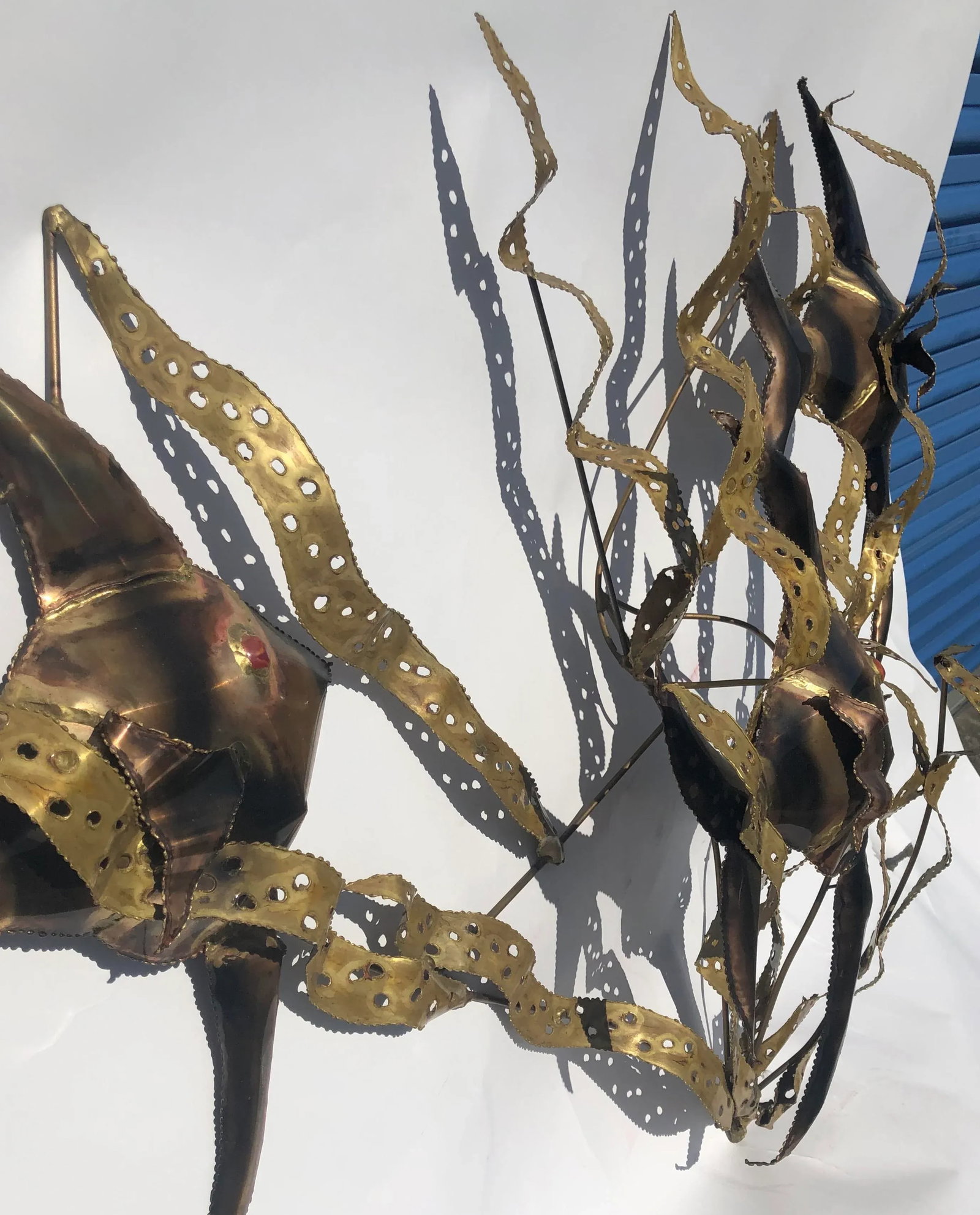 Mid Century Modern Metal Wall Art Fish & Seaweed - 3