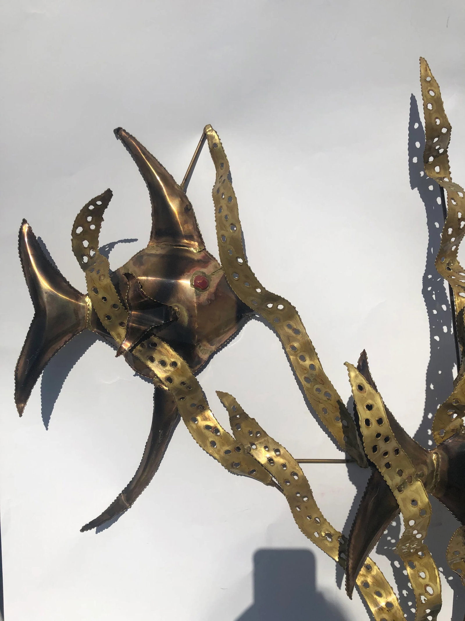 Mid Century Modern Metal Wall Art Fish & Seaweed - 4