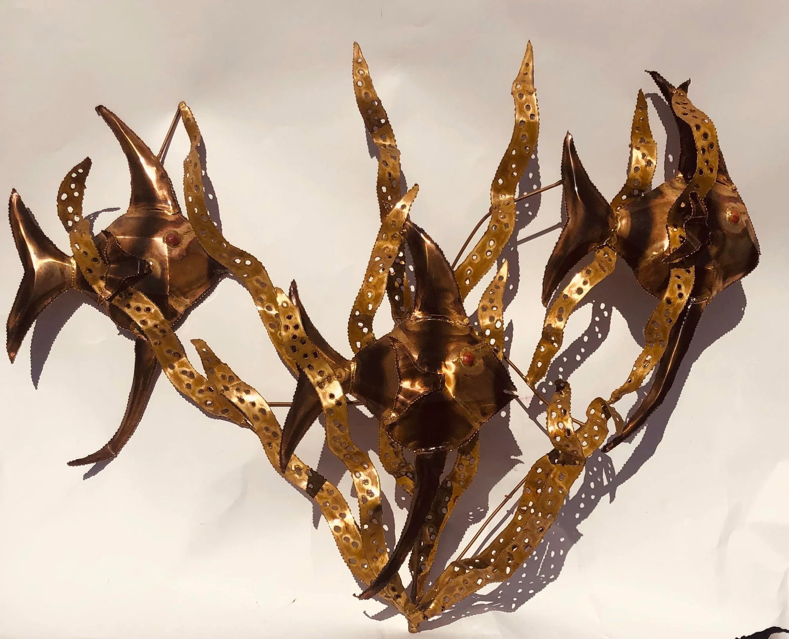 Mid Century Modern Metal Wall Art Fish & Seaweed - 7