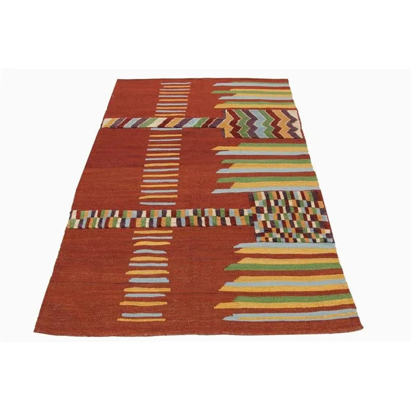 Handwoven Scandinavian Style Persian Kilim Area Rug - 3'9" * 6'3'' - 2