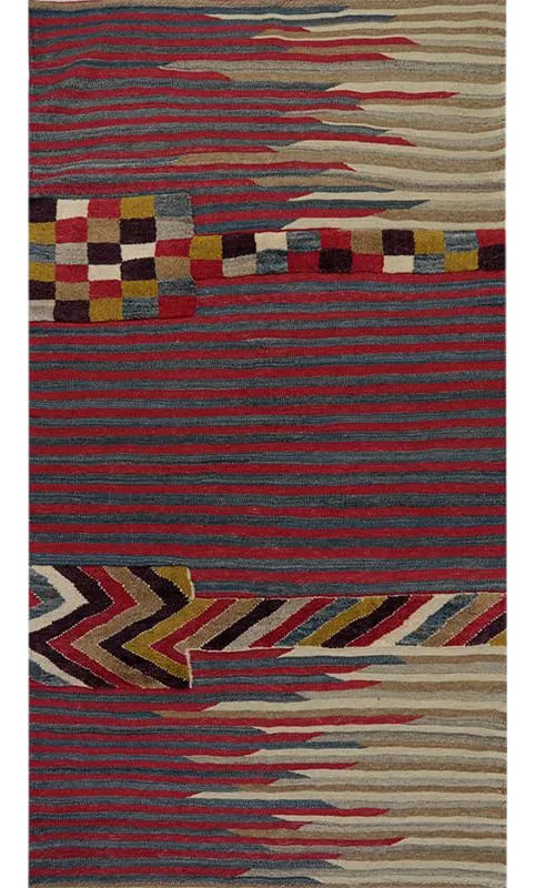 Handwoven Scandinavian Style Persian Kilim Area Rug - 2'8" * 6'11'': This bewitchingly beautiful example of a tribal Kilim area rug features a contemporary pop of electrifying bright colors in a playful mixed-weave design. The creative modern twist of a knotted-pile ac