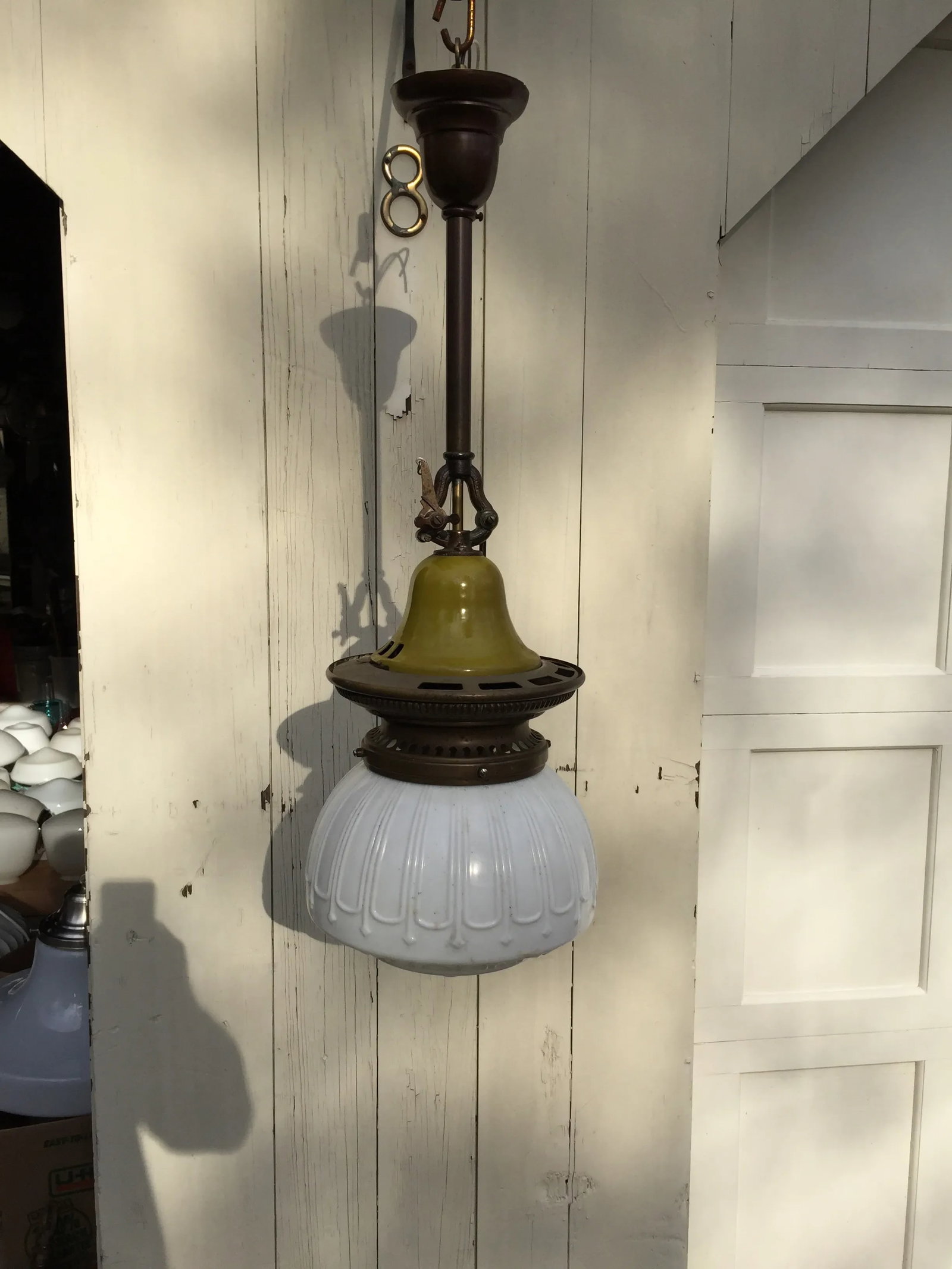 Vintage Industrial Gas Fixture With Shade - 2