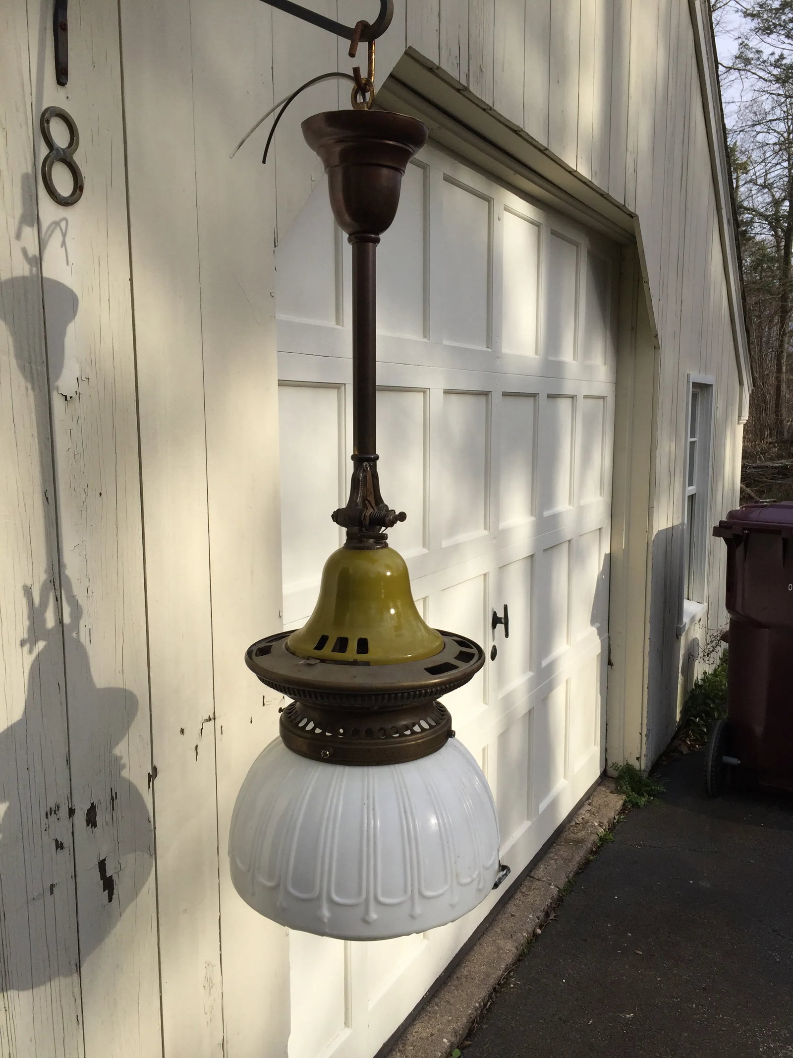 Vintage Industrial Gas Fixture With Shade - 9
