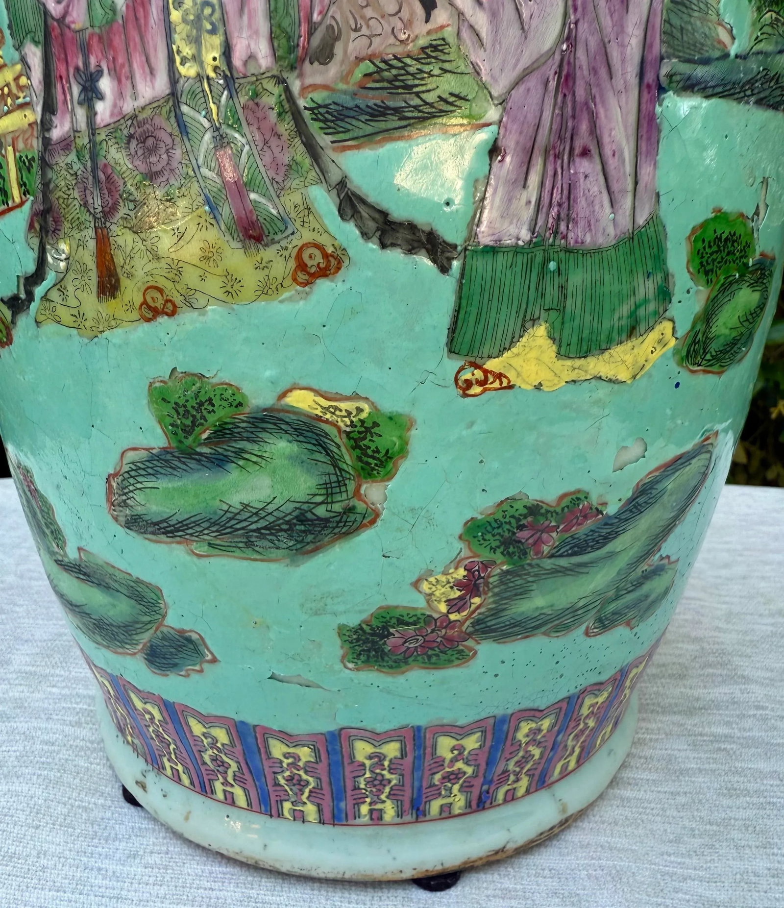 Large Vintage Chinese Famille Rose Porcelain Vase Lamp - 8