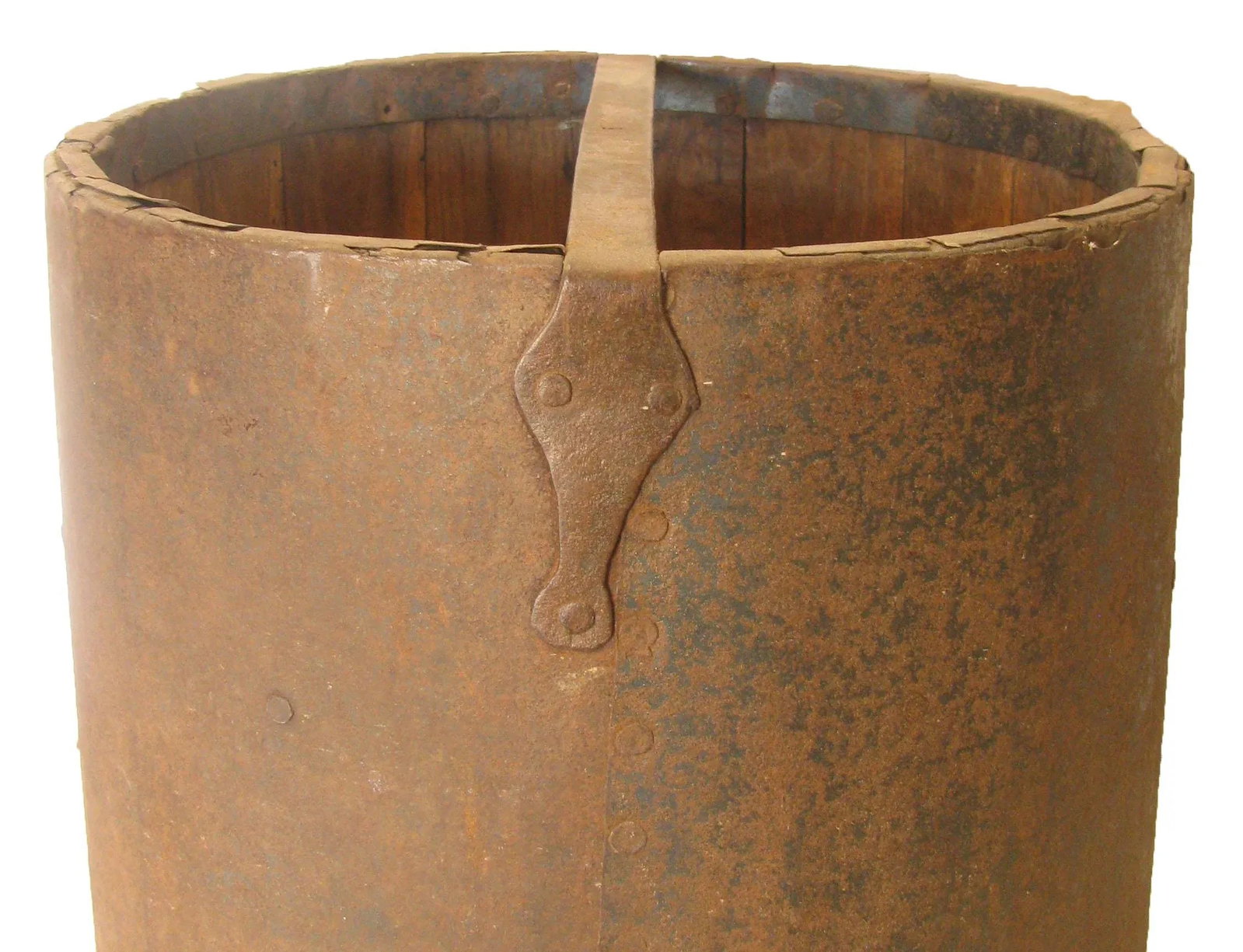 Antique French Wood & Metal Grain Measure Bucket - 3