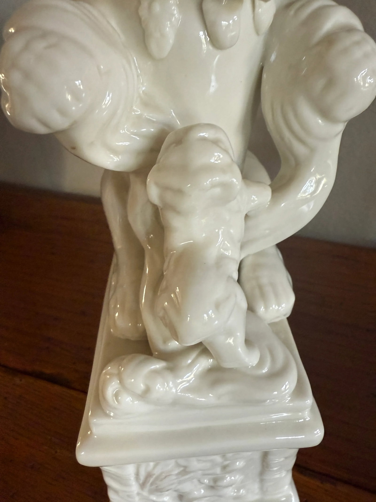Blanc De Chine Foo Dogs With Ball and Baby, 1940's, a Pair - 6