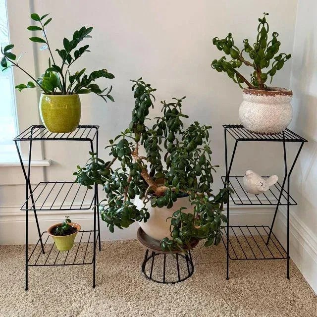 Mid-Century Modern Metal Three-Tiered Plant Stands, Pair (2) - 2