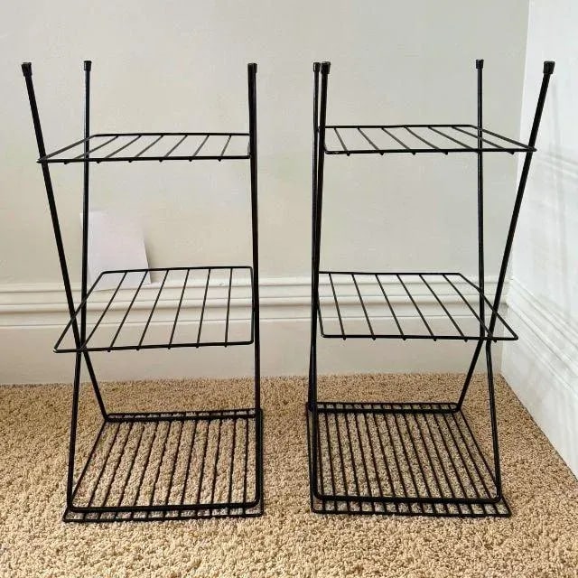 Mid-Century Modern Metal Three-Tiered Plant Stands, Pair (2) - 6