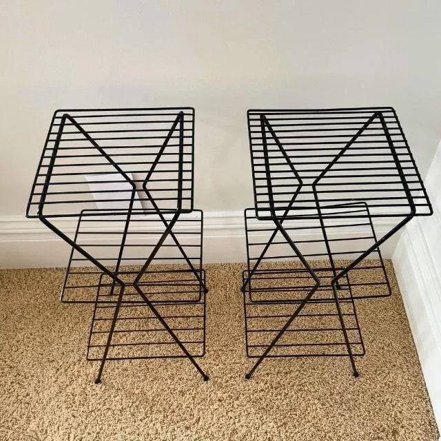 Mid-Century Modern Metal Three-Tiered Plant Stands, Pair (2) - 7