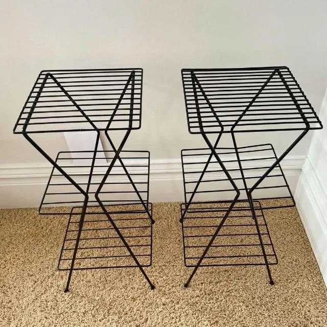Mid-Century Modern Metal Three-Tiered Plant Stands, Pair (2) - 8