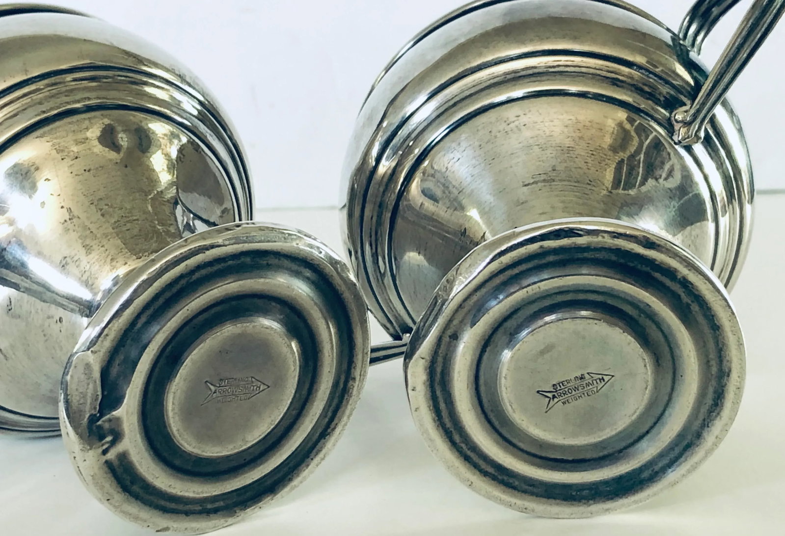 1960s Sterling Cream & Sugar Set - a Pair - 2