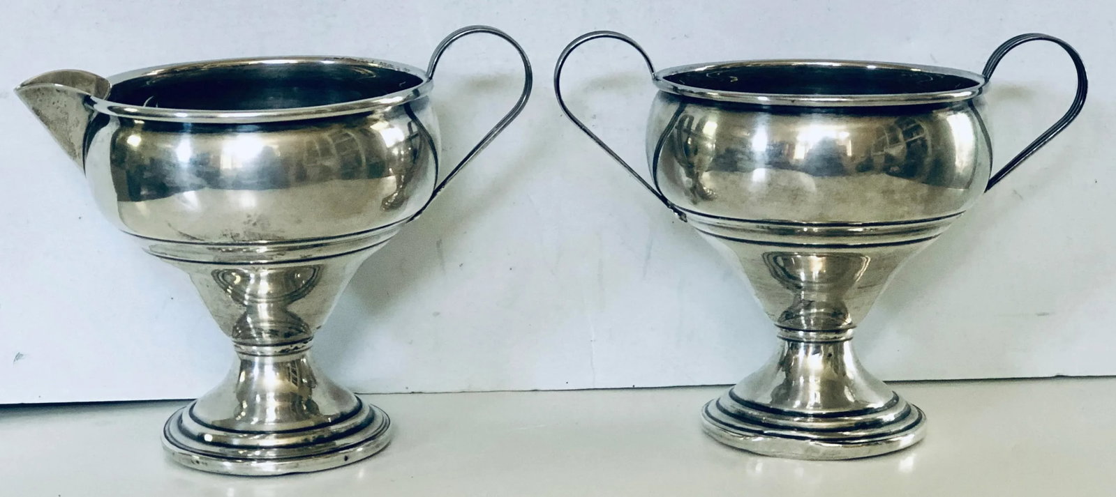 1960s Sterling Cream & Sugar Set - a Pair - 4