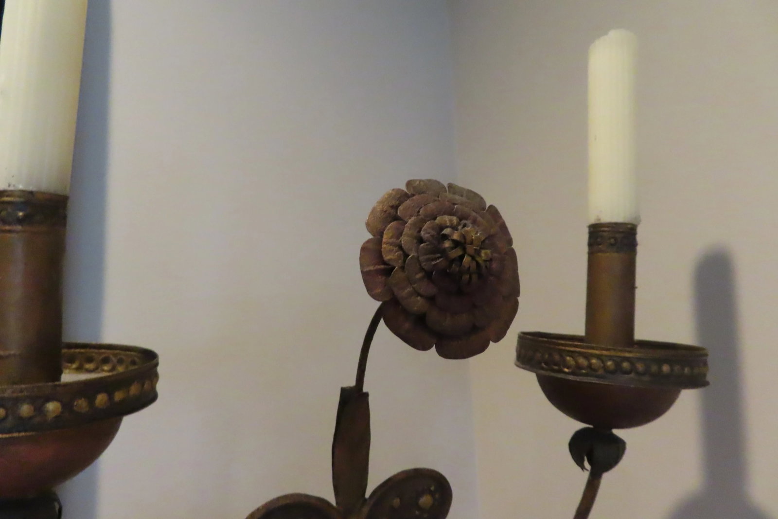 Pair of Antique Italian Renaissance Candle & Rose Sconces - 2