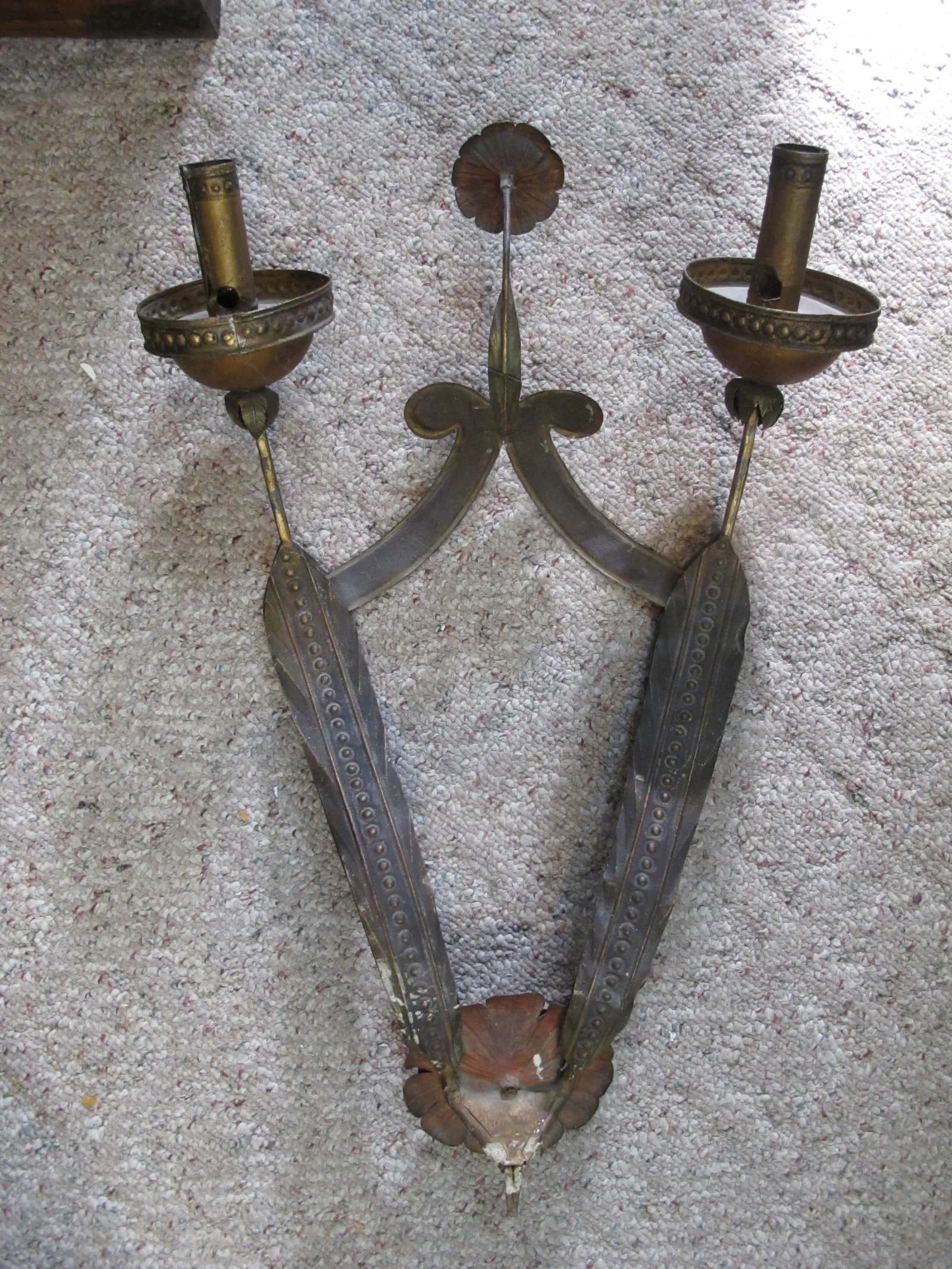 Pair of Antique Italian Renaissance Candle & Rose Sconces - 7