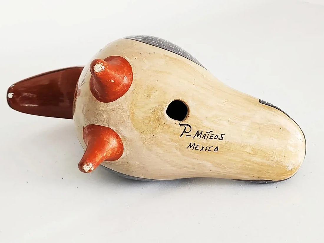 1960s Large Tonala Mexico Ceramic Toucan Figurine, Artisan Signed - 10