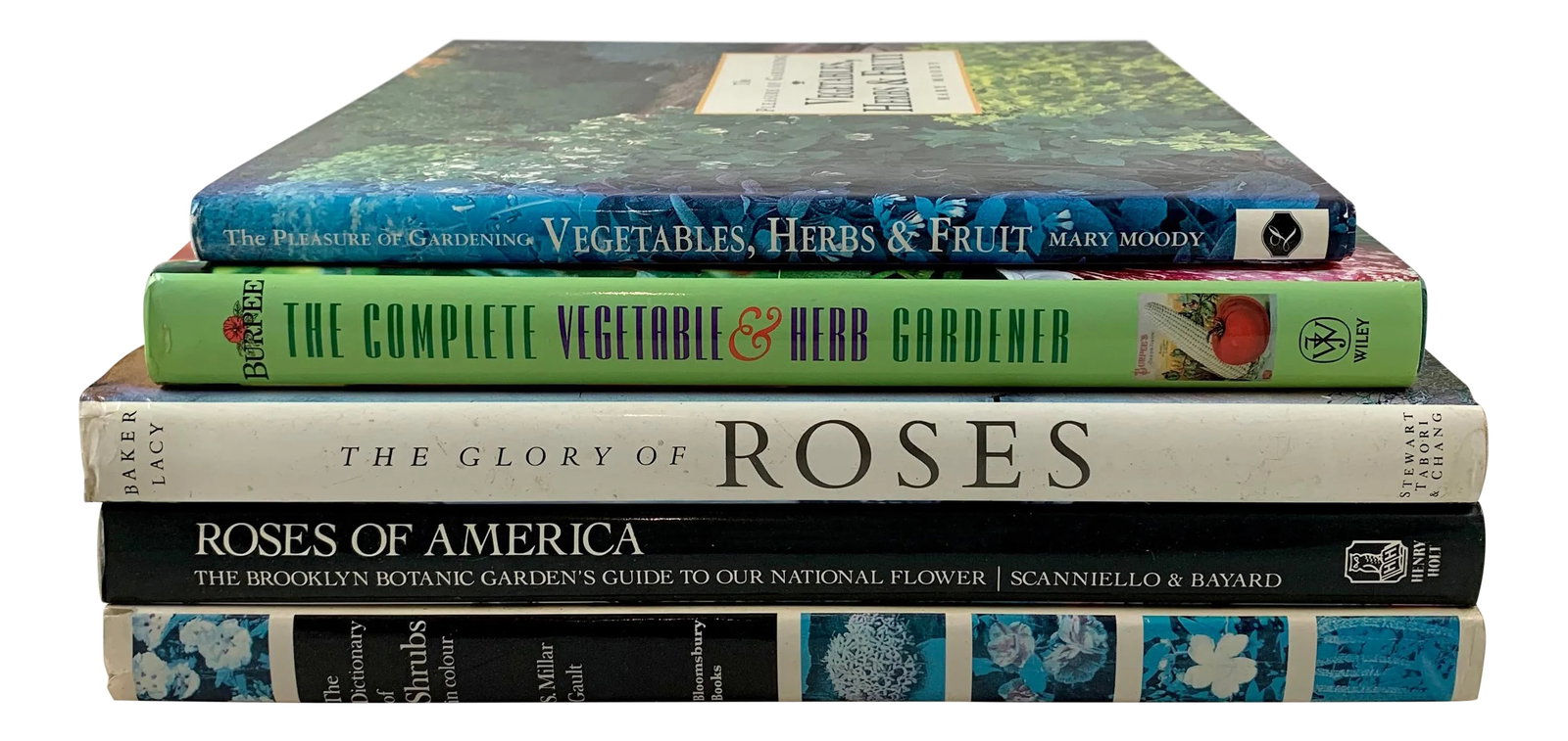 Gardening Books - Roses, Herbs, Shrubs, Vegetables, Fruit Trees - Set of 5: A collection of five hard-bound gardening books, suitable for the beginner and the advanced gardener alike. Covering a wide range of subjects from Roses, Herbs, Shrubs, Vegetables, and Fruit trees.