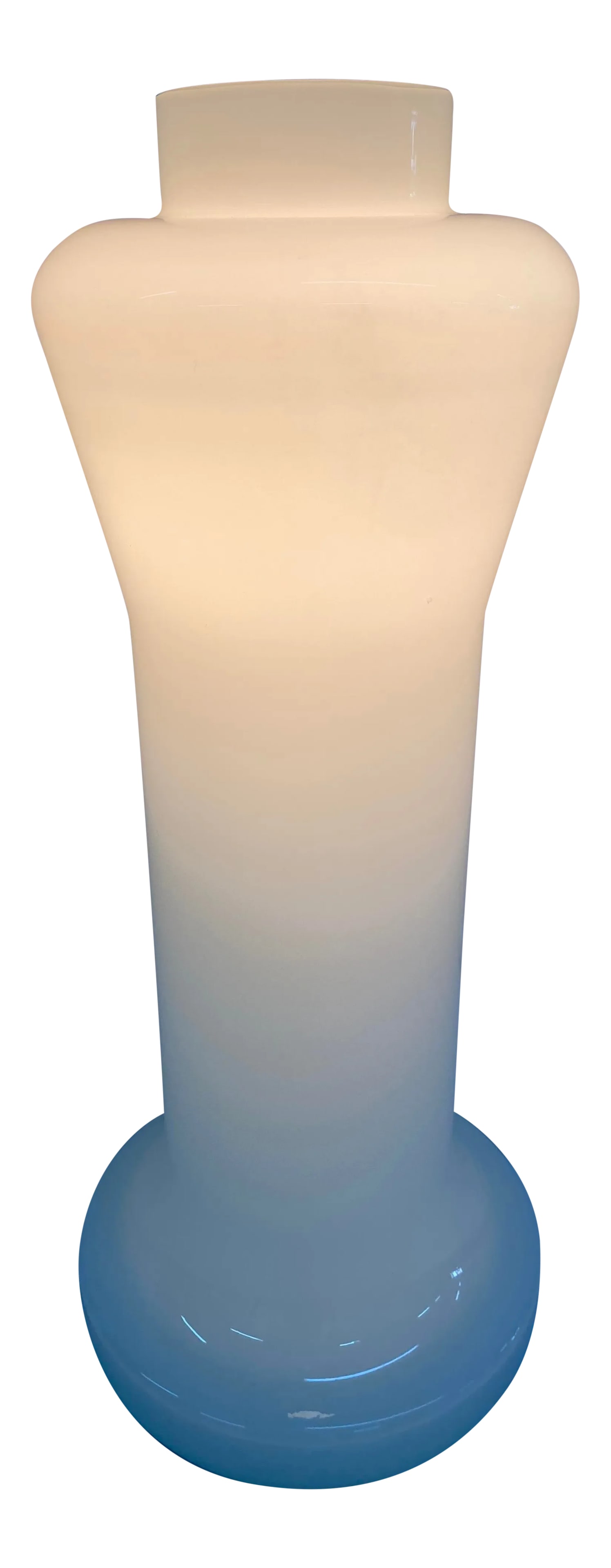 1970s Art Deco Revival Murano Glass Table Lamp: Pure white Murano Glass table lamp with one bulb and on/off toggle switch. 1970s. Condition: Alterations: Original Condition Unaltered Imperfections: Some Imperfections Condition Notes: Excellent vint