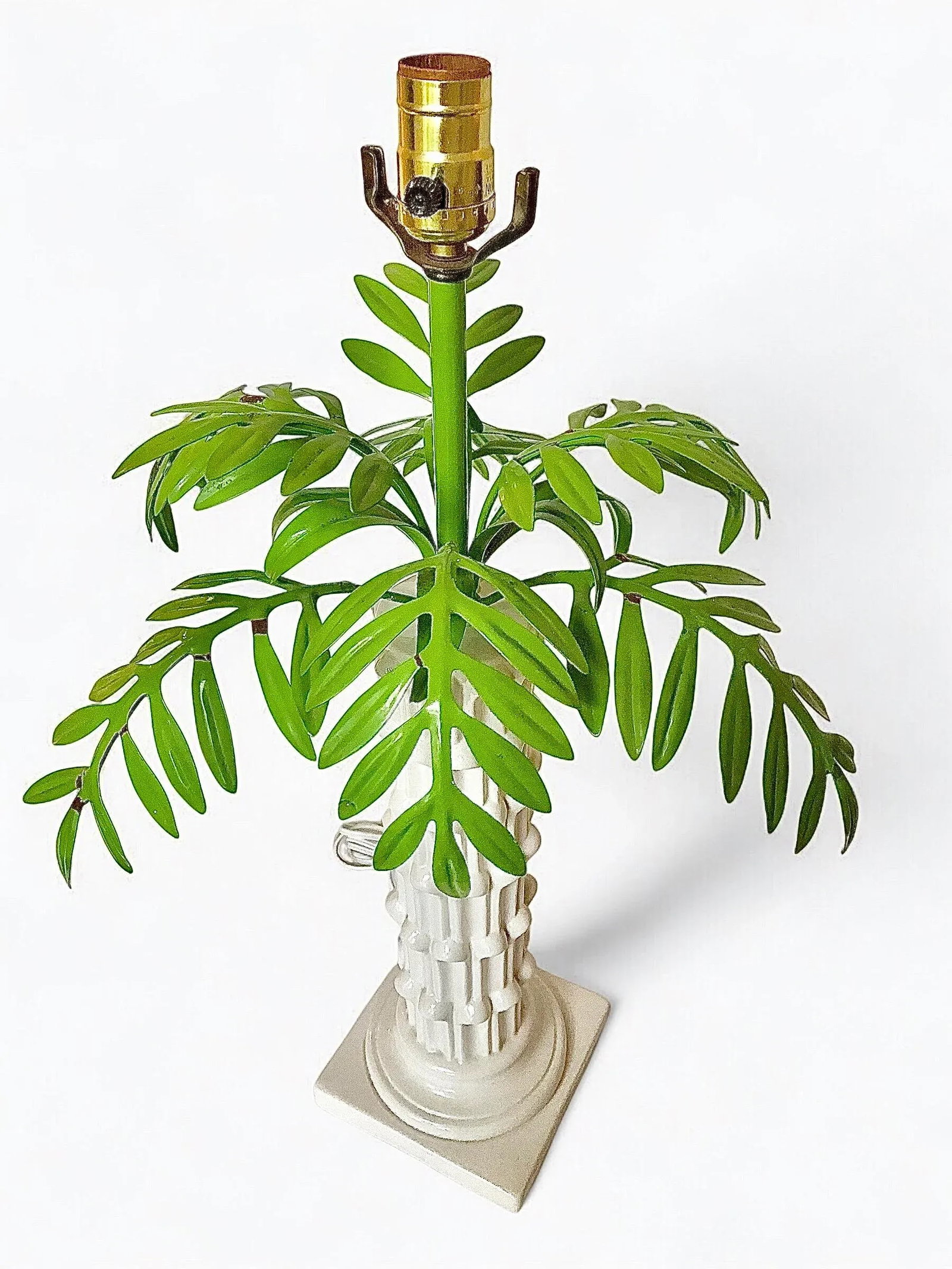 1960s Italian Tole Palm Frond Lamp With Serge Roche Style Base - 3